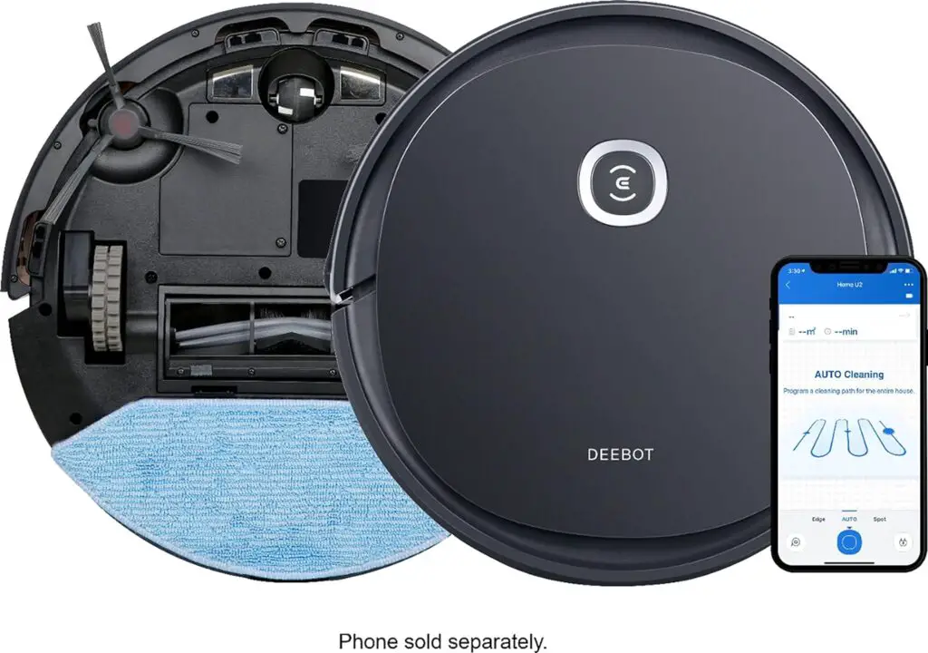 ECOVACS DEEBOT OZMO U2 Robot Vacuum Cleaner 2 in1 Vacuum and Mop, Tangle-Free Brush, Ideal for Pet Hair, No-Go Zones, 110 min Run Time, Voice/App Control