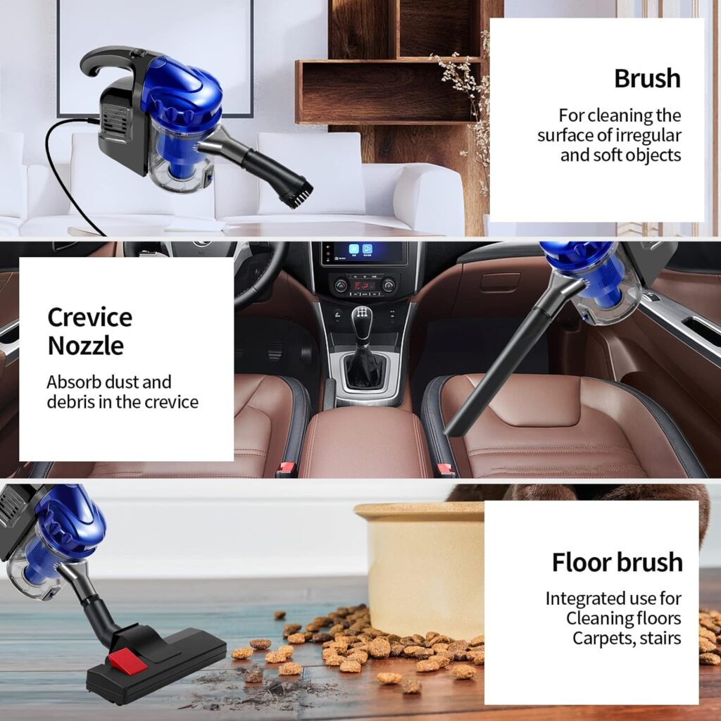 EFUSVAC Corded Vacuum Cleaner, 17KPa Powerful Suction with 600W Motor, 4 in 1 Lightweight Handheld Stick Vacuum for Pet Hair Hard Floor and Carpet