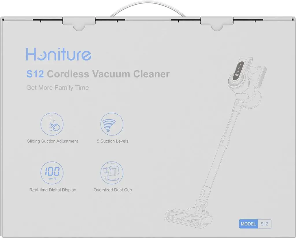 HONITURE Cordless Vacuum Cleaner 450W/38KPa Powerful Stick Vacuum Cleaner with LCD Touch Screen, 55Min Runtime Battery, 6 in 1 Lightweight Handheld Cordless Vacuum for Carpet Pet Hair Floors S12