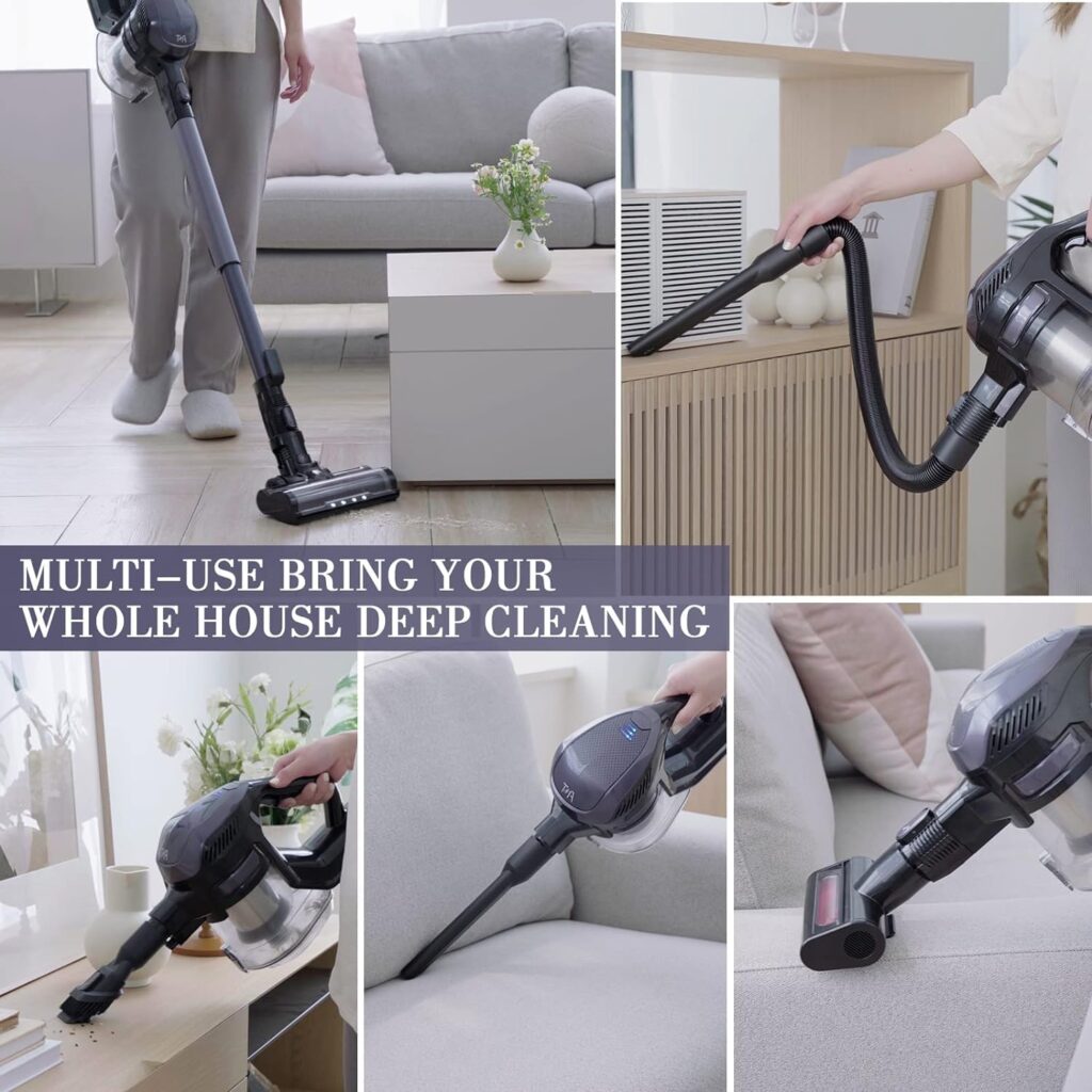 TMA Cordless Vacuum Cleaner T220, 25kpa/250w Cordless Stick Vacuum, 10-in-1 Multi-Scenario Stick Vacuum with 4 Filters, Running Time Up to 40 Minutes, Suitable for Various Occasions, Pet Hair