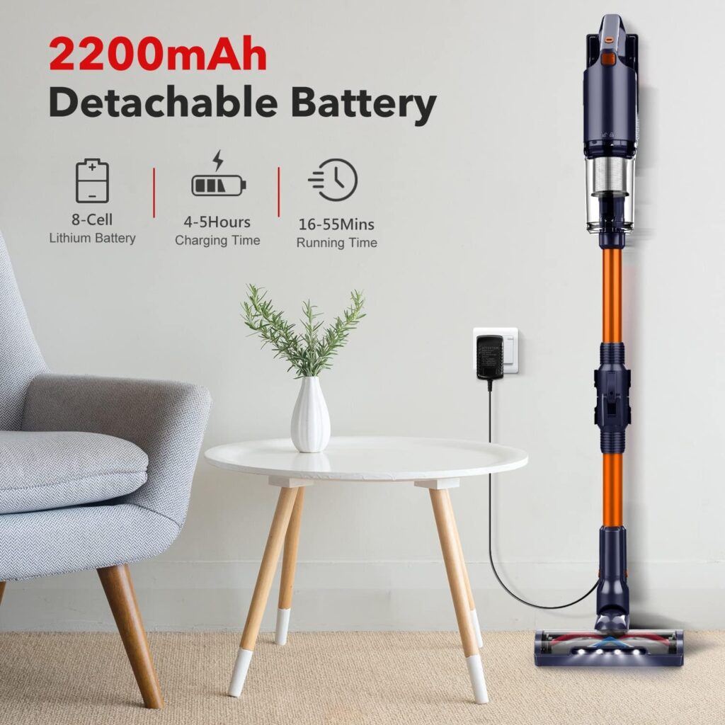 whall Cordless Vacuum Cleaner, Upgraded 25Kpa Suction 280W Brushless Motor 4 in 1 Cordless Stick Vacuum Cleaner, Lightweight Handheld Vacuum for Home Pet Hair Carpet Hard Floor, up to 55mins Runtime